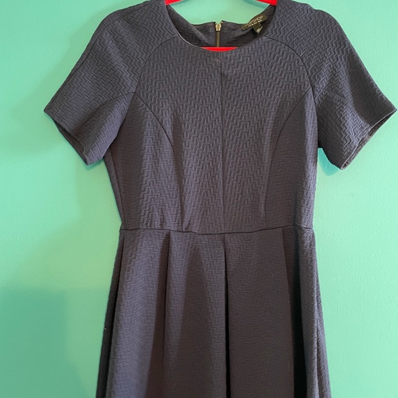 Topshop Navy Blue Fit & Flare Dress - Picture 6 of 8